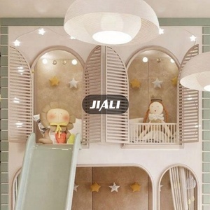 Lit superposé pour enfants avec toboggan et escalier, design luxueux personnalisé, meubles de chambre à coucher, lit queen-size pour enfants, filles - Product Image 4