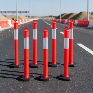 Poteaux de signalisation routière Vevor, 48 pouces, réfléchissants rouges avec base lestée pour la construction, les autoroutes et les parkings - Product Image 2