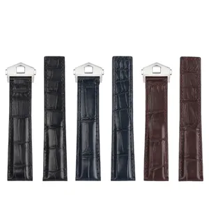 Bracelet de montre en cuir pour TAG <span class=keywords><strong>Heuer</strong></span> Calera, 19mm, 20mm, 22mm, bleu, marron, noir, cuir de Crocodile, accessoires pour hommes - Product Image 4
