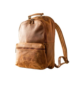 Mochila para ordenador portátil de cuero genuino con cremallera doble Material de PC de gran capacidad para uso deportivo de viaje al aire libre de negocios universitarios - Product Image 1