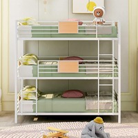 Lit superposé en métal réglable, lit triple surélevé avec fonction pliable et de rangement pour adultes à la maison, à l'école, à l'hôtel, taille double