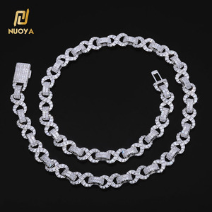 Collar Cubano NUOYA con Incrustaciones de Circonitas, Cierre de Solapa de 10 mm, Diseño de Una Sola Hilera con Piedras de Circonita, Collar de Cadena con Diseño en Forma de 8, Joyería Hip Hop, Regalo - Product Image 3