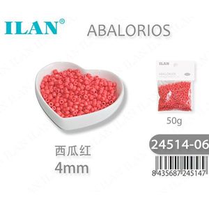 Perline Iln Abalorios 4mm Rosso Anguria 50g per Lavori Artigianali - Product Image 1