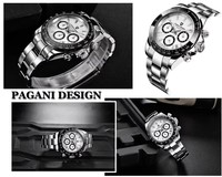 PAGANI DESIGN 2026 Neue Eisblaue Luxus-Quarzuhr Herren Sportchronograph Automatisches Datum Edelstahl Wasserdichte Armbanduhr