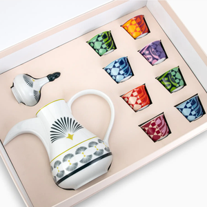 Ceramic Arabic Coffee <b>Pot</b> and Cups <b>Set</b>, Luxury Dallah Coffee <b>Pot</b> with Calligraphy Design Cups, Ramadan/Eid <b>Tea</b> & Coffee Service - Product Image 6
