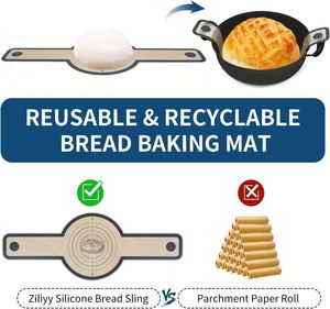 Support à pain personnalisé avec longues poignées, tapis en silicone réutilisables faciles à nettoyer pour la cuisson au four hollandais, outils de pâtisserie - Product Image 3