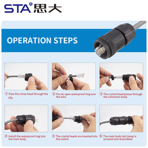 <span class=keywords><strong>Prise</strong></span> murale <span class=keywords><strong>femelle</strong></span> à montage arrière STA E13 avec connecteur <span class=keywords><strong>RJ45</strong></span> fileté, étanche IP67, CAT5e CAT6, <span class=keywords><strong>prise</strong></span> modulaire à <span class=keywords><strong>double</strong></span> tête - Product Image 4