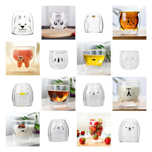 Offre Spéciale – Tasse à café isotherme en verre borosilicate à double paroi, motif ours mignon, pour café, lait, thé et soucoupes - Product Image 2