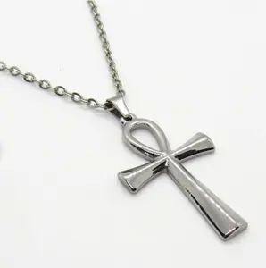 Colar com pingente Ankh hipoalergênico joia espiritual joia de aço inoxidável colar feminino pingente de cruz