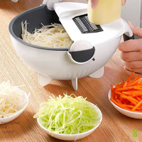 Coupe-légumes de cuisine domestique avec panier égouttoir, en acier inoxydable, lame en PP, râpe à fil, trancheuse à pommes de terre, ustensile de cuisine