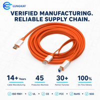 Câble d'imprimante LUNGKAY USB 3.0 A vers B 10 Gbit/s avec puce amplificatrice et alimentation auxiliaire pour imprimantes industrielles, KVM, imprimantes 3D