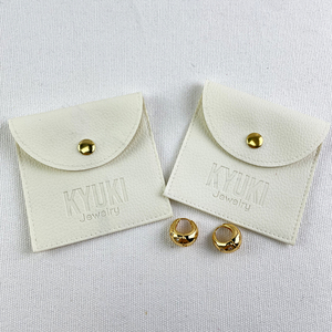 Bolsa de terciopelo con solapa y logotipo personalizado para exhibición de joyas, estuche de piel sintética con botones y logotipo para joyería - Product Image 5