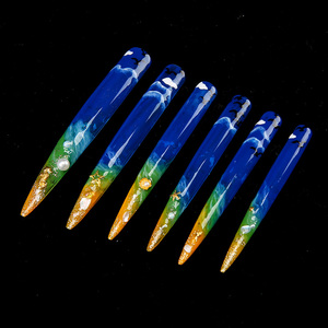 Faux ongles artificiels transparents naturels à pointe, demi-couvrants, extra longs, style stiletto - Product Image 5