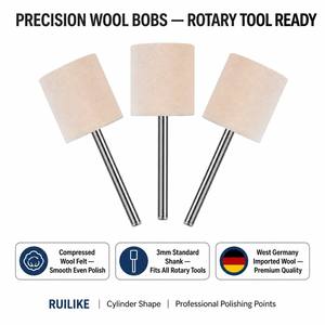 Têtes de polissage en feutre de laine en gros, montées sur mandrin à tige de 3 mm, pour kit d'<span class=keywords><strong>outils</strong></span> rotatifs professionnels - Product Image 2