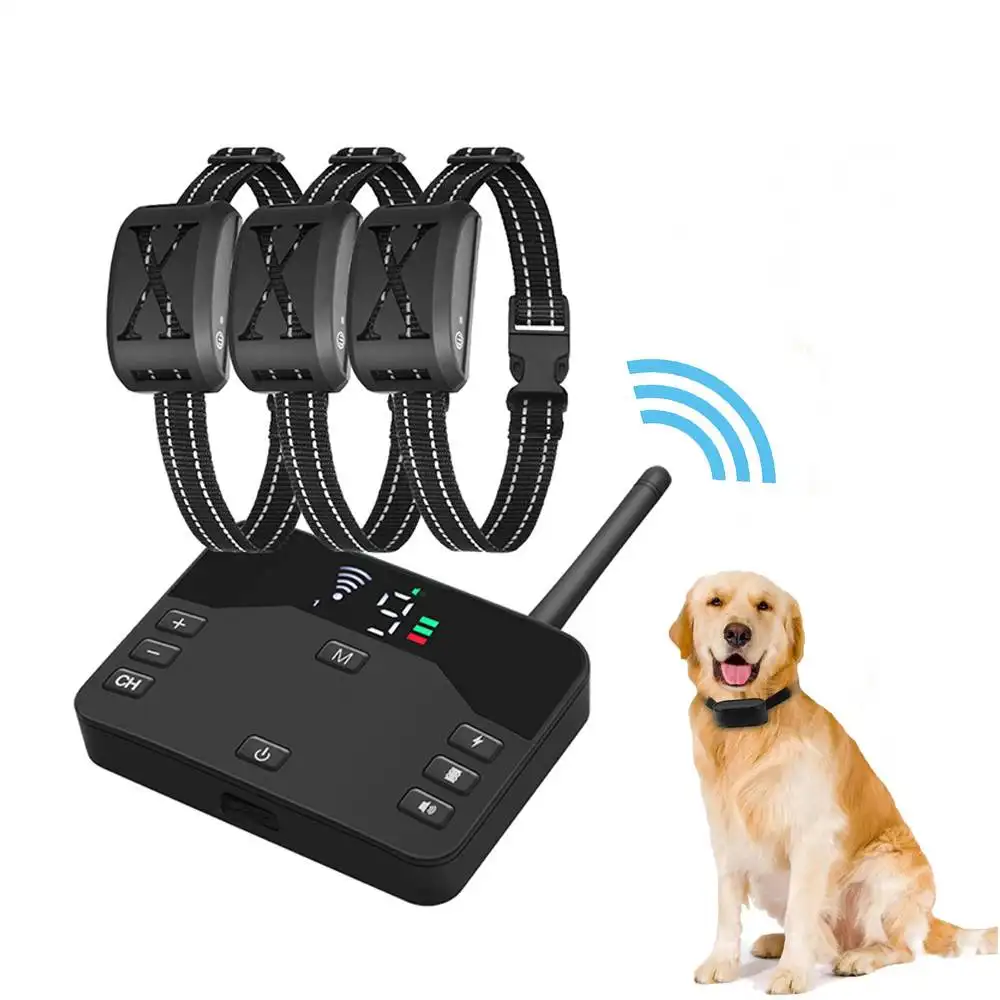 2023 New Pet Wireless Electric Dog Fence System Rechargeable Waterproof Invisible 2 In 1 Pet Training Collar Dog Electric Fence