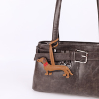 Porte-clés Chien Teckel en PU, Cuir Cousu Exquis, pour Grossistes et Boutiques, Ornement de Sac à Main, Pendentif de Sac à Dos