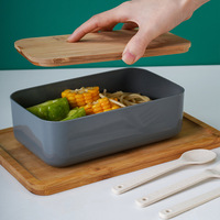 Groothandel Japanse stijl rechthoekige bentobox met bamboe deksel, magnetronbestendig, BPA-vrij, lunchbox inclusief complete bestekset