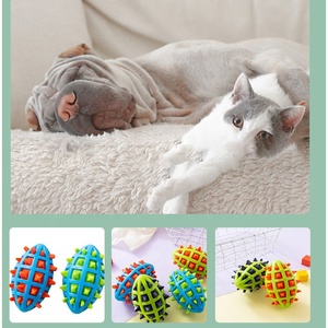 Jouets pour chiens en caoutchouc naturel de haute qualité, écologiques, en TPR, à <span class=keywords><strong>deux</strong></span> couleurs, pour le rugby, avec sonnette, pour la vente en gros - Product Image 6