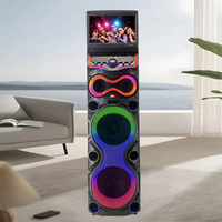P-21204 Enceinte de karaoké intelligente Android 12 100W RMS Double Woofer 12'' + Tweeter Écran tactile 15,4'' 2 micros sans fil Lumière LED RGB
