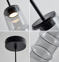 Lampe suspendue LED en verre et aluminium à cylindre unique pour îlot de cuisine, comptoir de bar, chambre à coucher, décoration intérieure, luminaires