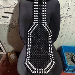 Coussin de siège en perles de bois, support dorsal massant pour siège individuel, en bois de Hinoki, perles noires et blanches, pour chaise de voiture ou de bureau - Product Image 1
