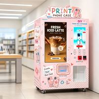 Máquina expendedora de carcasas de teléfono con pantalla dual para parques acuáticos, con cabina de transmisión multi-escena y opción DIY