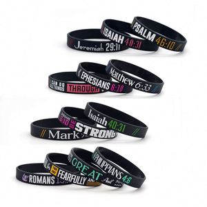 Bracelet en silicone élastique chrétien personnalisable pour hommes et femmes, bracelet promotionnel avec inscription biblique - Product Image 5