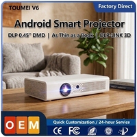 Toumei V6 Akıllı DLP Projektör 720P 4K Destekli Android Projektör Eğitim Mobil Ofis Özelleştirilmiş Projektör Distribütörler İçin