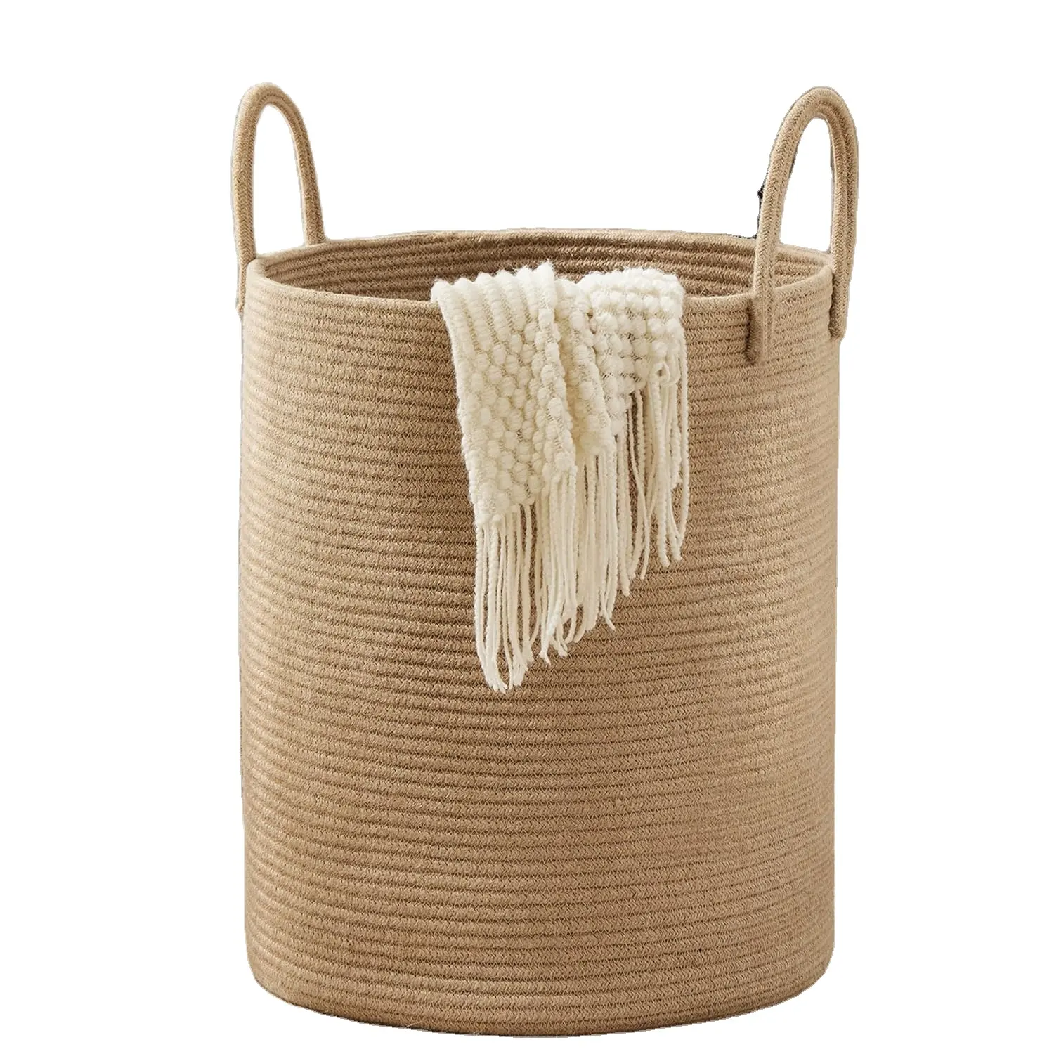 Wholesale Buy Woven laundry Storage baskets Decorated cotton rope baskets for blankets, toys, clothing disposal