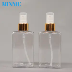 200ml PET transparent square bottle spray pump head disinfection alcohol cleansing water makeup remover water bottle