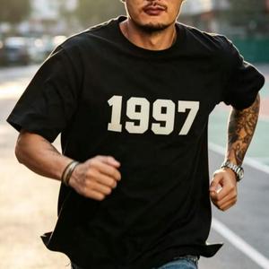 Camiseta Negra de Manga Corta <span class=keywords><strong>Fear</strong></span> 1997, Deportiva, Casual, Cuello Redondo, Corte Regular, 100% Algodón, por Huzaifa Products God - Product Image 6