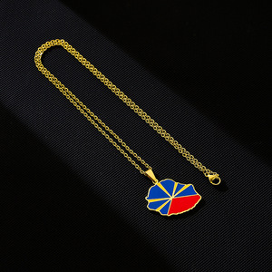Collares de Cadena de Acero Inoxidable al por Mayor con Colgante de <span class=keywords><strong>la</strong></span> Bandera Nacional de <span class=keywords><strong>La</strong></span> <span class=keywords><strong>Reunion</strong></span>, Chapados en Oro de 18K - Product Image 6