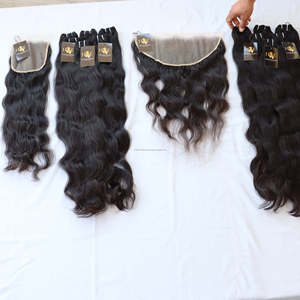 Vendeurs de cheveux vierges de vison Extension de cheveux humains indiens droits et osseux Faisceau de cheveux 100% naturels bruts du temple indien avec frontal Hd - Product Image 1