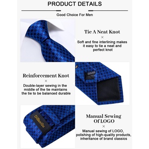 100% pure soie armure tissé Jacquard bleu marine <span class=keywords><strong>cravate</strong></span> et mouchoir et <span class=keywords><strong>cravate</strong></span> personnalisation pour hommes cravates classiques - Product Image 4