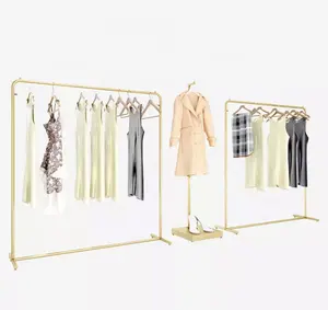 Wholesale Clothing Garment Shop Fixtures Gold Clothing Rail Rack Display Metal Garment Rail