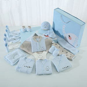 Coffret cadeau pour nouveau-nés personnalisé, ensembles de vêtements en coton pur, décontractés, 18 pièces, 21 pièces, 23 pièces, ensemble de vêtements pour bébé nouveau-né en bleu - Product Image 4