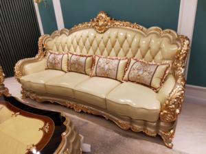 Juego de sofás ZX07 Golden Chesterfield, muebles individuales para sala de estar con marco de madera y <span class=keywords><strong>cama</strong></span> de estilo árabe con relleno de esponja - Product Image 2