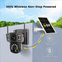 Caméra de sécurité solaire basse consommation à double objectif 4G WiFi 360 °   Caméra de surveillance extérieure panoramique avec vision nocturne couleur