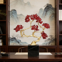 Nouvel Ornement Arbre Porte-Bonheur en Cuivre et Cristal Violet Naturel de Style Chinois avec Motif Floral - Modèle Parfait pour un Cadeau de Pendaison de Crémaillère