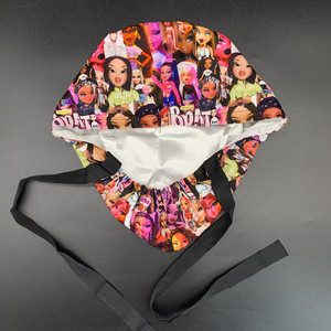 Chapeau de travail en coton imprimé Bratz style <span class=keywords><strong>dessin</strong></span> <span class=keywords><strong>animé</strong></span> avec queue de cheval, les plus mignonnes casquettes de soins infirmiers doublées de satin pour jeunes filles - Product Image 2