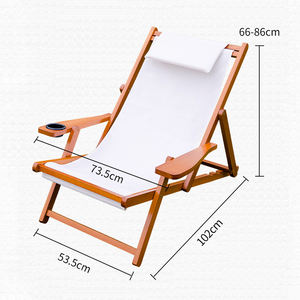GSD phong cách mới ngoài trời có thể gập lại bằng gỗ boong ghế cắm trại với tay vịn và cupholder bãi biển du lịch boong ghế vải - Product Image 2