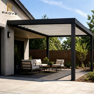Pérgola Moderna de Aluminio RKOVE, Rectangular, con Recubrimiento de Polvo Negro, Estructura de Sombra para Exteriores y Jardín - Product Image 1