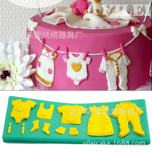Baby Clothes Silicone Mold 17.3x6.4x0.8cm Reusable Fondant Cake Decorating Tool For Baby Shower DIY Baking - Product Image 3