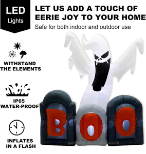 Outdoor Waterproof Halloween Decoration <b>Inflatable</b> 5.5FT Boo Tombstone White Ghost with LED Light for Yard Hotel Garen Party - Product Image 6