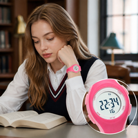 Montre numérique pour filles et garçons, vente en gros, logo personnalisé, deux tons, rose, bracelet intégré doux, cadran blanc circulaire