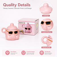 Conçu sur mesure cochon rose personnage 3D créatif tasse à café en céramique nouveauté tasse en porcelaine avec des caractéristiques personnalisées uniques