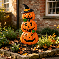 Décorations d'Halloween effrayantes en forme de chapeau de sorcière empilé Jack O'Lantern, directement de l'usine, pour la décoration de jardin et de pelouse