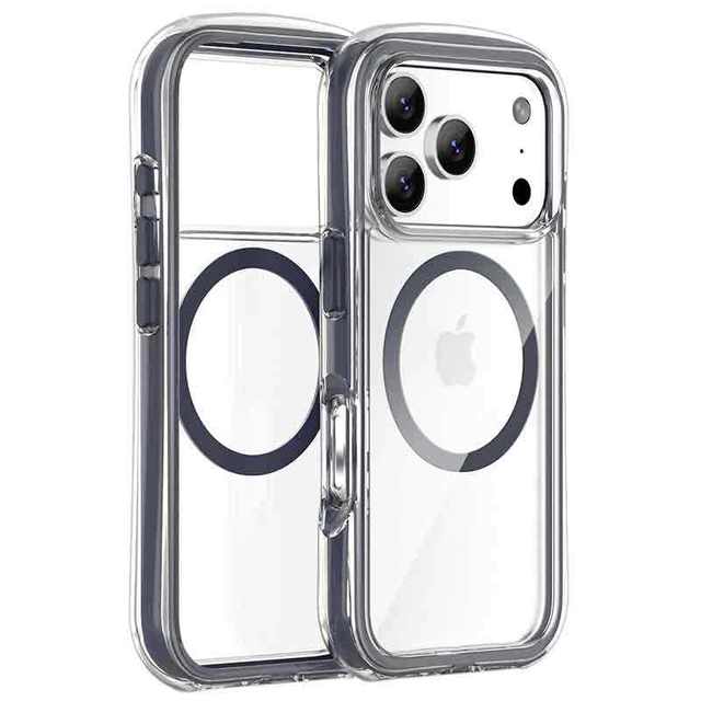 Premium Transparent Magnetic PC Shockproof Phone Case for iPhone 15 16 17 Pro Max Minimalist Design