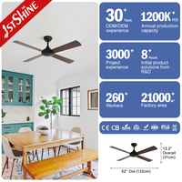 1stshine Ventilateur de plafond moderne à 4 pales de 52 pouces avec lumière et télécommande pour chambre à coucher Moteur DC puissant et silencieux