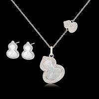 Ensemble collier pendentif gourde et boucles d'oreilles clous en argent sterling 925 Fritillion Vintage, coquillage, cadeau de mariage pour femme, usage quotidien